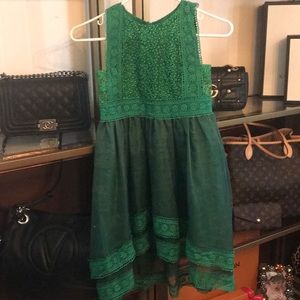 Trish Scully Child Emerald Green Hi-Low Dress Sz 7